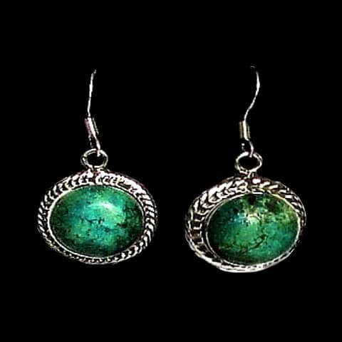 Turquoise - Boucles d'Oreilles indiennes Turquoise - Bijoux Inde