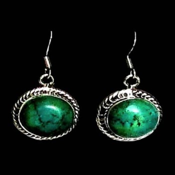 Turquoise - Boucles d'Oreilles indiennes Turquoise - Bijoux Inde