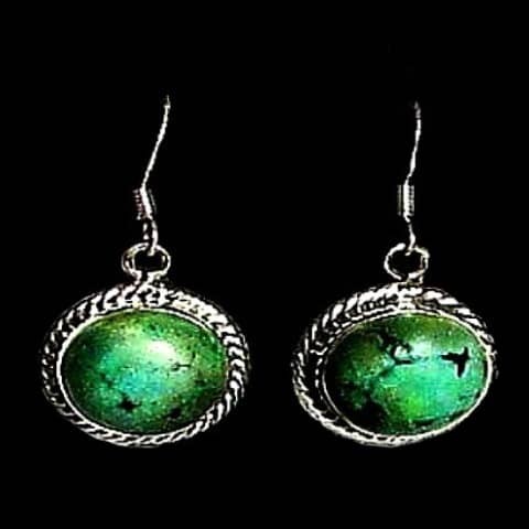 Turquoise - Boucles d'Oreilles indiennes Turquoise - Bijoux Inde