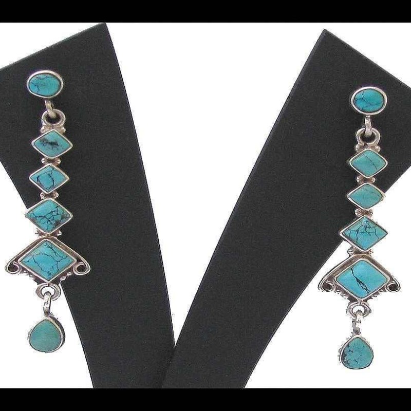 Turquoise-Boucles d'Oreilles indiennes Turquoise-Bijoux Inde