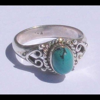 Turquoise - Bague indienne argent Turquoise - Bijoux Inde