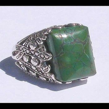 Turquoise - Bague indienne argent Turquoise - Bijoux Inde