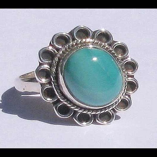 Turquoise - Bague indienne argent Turquoise - Bijoux Inde