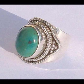 Turquoise - Bague indienne argent Turquoise - Bijoux Inde