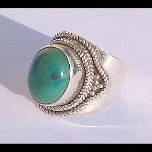 Turquoise - Bague indienne argent Turquoise - Bijoux Inde