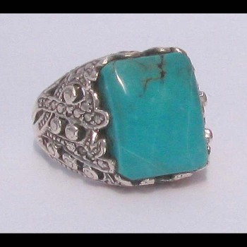 Turquoise - Bague indienne argent Turquoise - Bijoux Inde