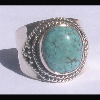 Turquoise - Bague indienne argent Turquoise - Bijoux Inde