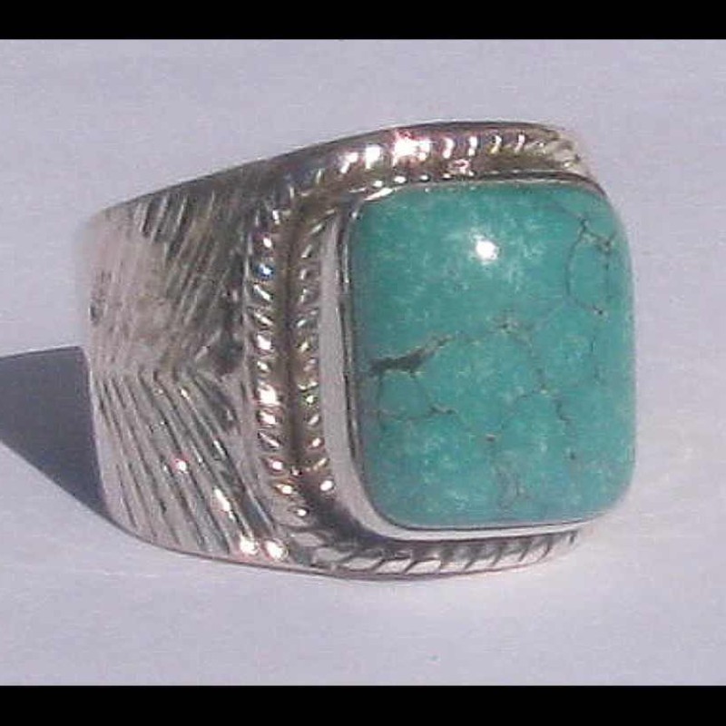 Turquoise - Bague indienne argent Turquoise - Bijoux Inde