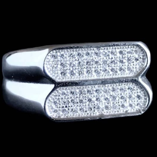 Bijoux indiens argent - Bague indienne Homme argent et oxyde de Zirconium