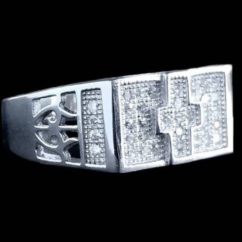 Bijoux indiens argent - Bague indienne Homme argent et oxyde de Zirconium