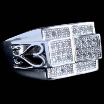 Bijoux indiens argent - Bague indienne Homme argent et oxyde de Zirconium
