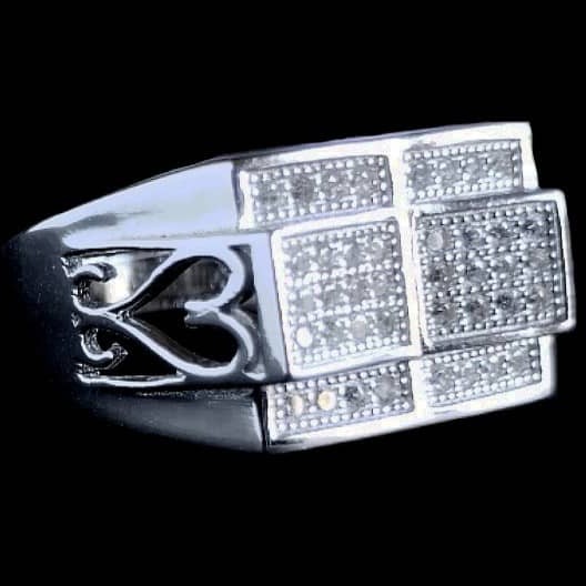 Bijoux indiens argent - Bague indienne Homme argent et oxyde de Zirconium