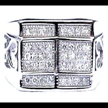 Bijoux indiens argent - Bague indienne Homme argent et oxyde de Zirconium