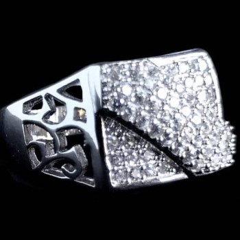 Bijoux indiens argent - Bague indienne Homme argent et oxyde de Zirconium