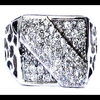 Bijoux indiens argent - Bague indienne Homme argent et oxyde de Zirconium