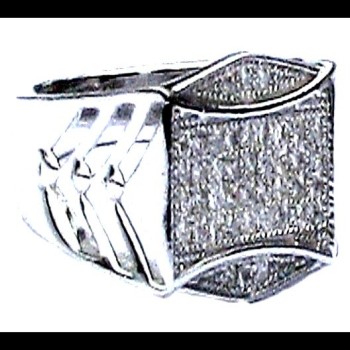 Bijoux indiens argent - Bague indienne Homme argent et oxyde de Zirconium