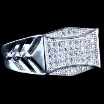 Bijoux indiens argent - Bague indienne Homme argent et oxyde de Zirconium