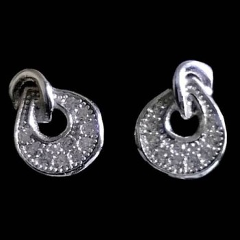 Bijoux indiens - Boucles d'oreilles indiennes argent rhodié et zirconiums