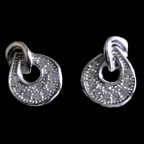 Bijoux indiens - Boucles d'oreilles indiennes argent rhodié et zirconiums