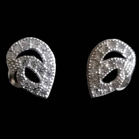 Bijoux indiens - Boucles d'oreilles indiennes argent rhodié et zirconiums