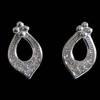 Bijoux indiens - Boucles d'oreilles indiennes argent rhodié et zirconiums
