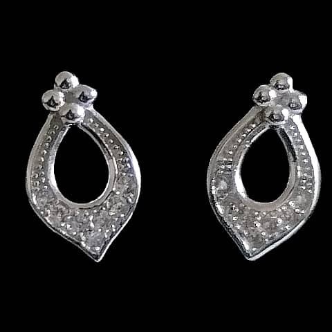 Bijoux indiens - Boucles d'oreilles indiennes argent rhodié et zirconiums
