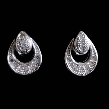 Bijoux indiens - Boucles d'oreilles indiennes argent rhodié et zirconiums