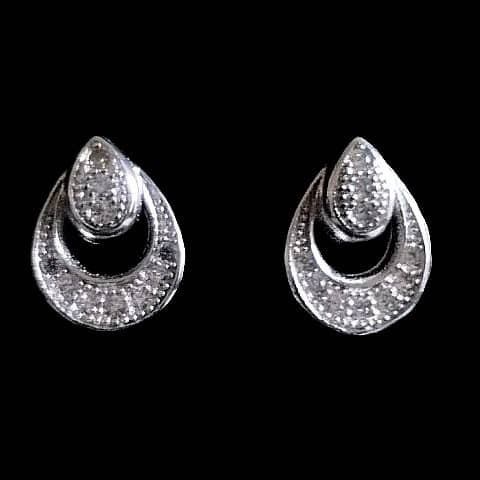Bijoux indiens - Boucles d'oreilles indiennes argent rhodié et zirconiums