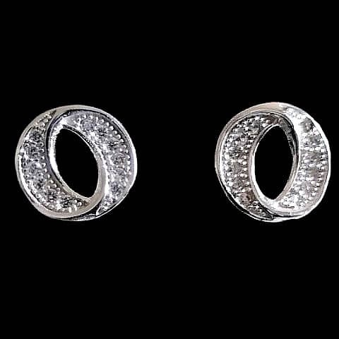 Bijoux indiens - Boucles d'oreilles indiennes argent rhodié et zirconiums