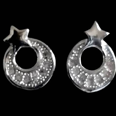 Bijoux indiens - Boucles d'oreilles indiennes argent rhodié et zirconiums