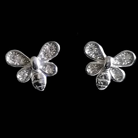 Bijoux indiens - Boucles d'oreilles indiennes argent rhodié et zirconiums