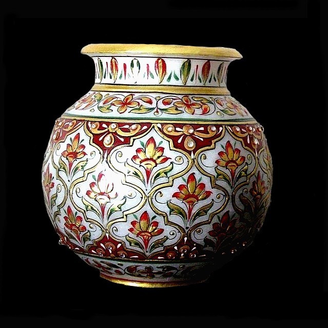 Vase indien en marbre - Vase Boule - Décoration indienne