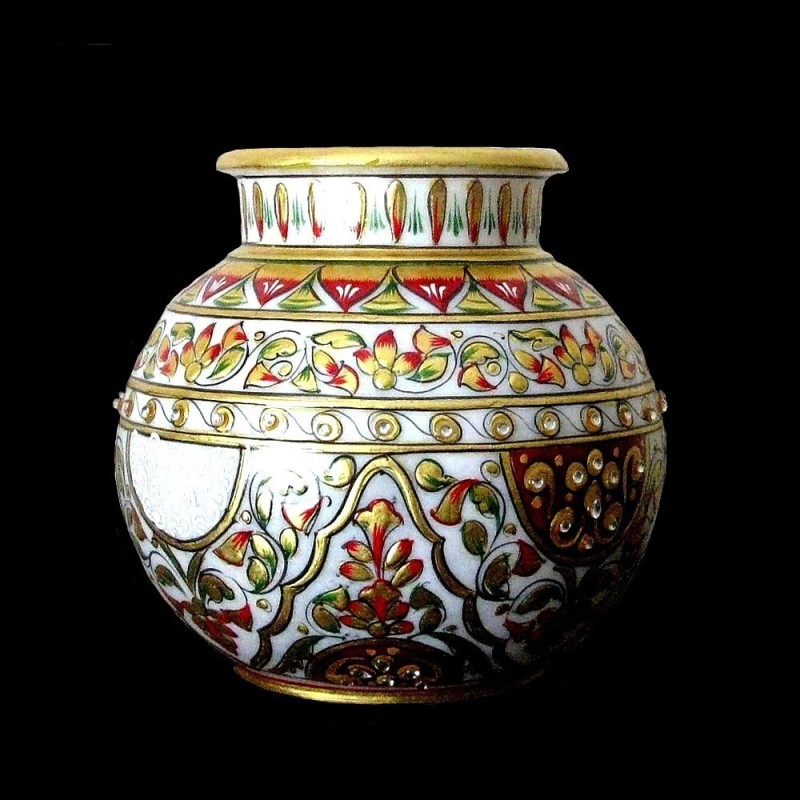 Vase indien en marbre - Vase Boule - Décoration indienne