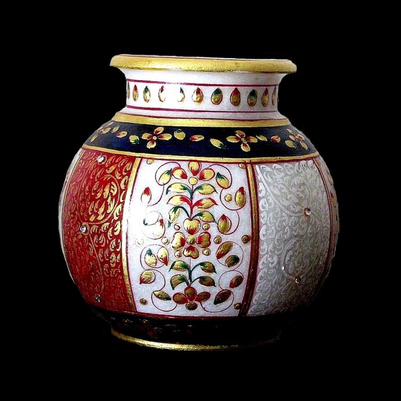 Vase indien en marbre - Vase Boule - Décoration indienne