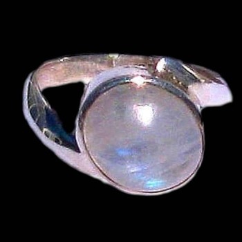 Bague indienne argent et Pierre de Lune - Bijoux indiens