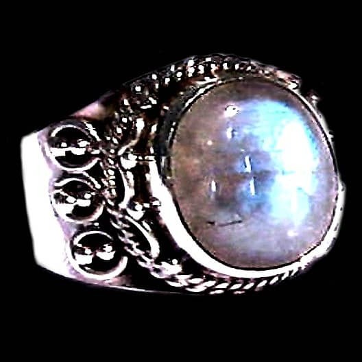 Bague indienne argent et Pierre de Lune - Bijoux indiens