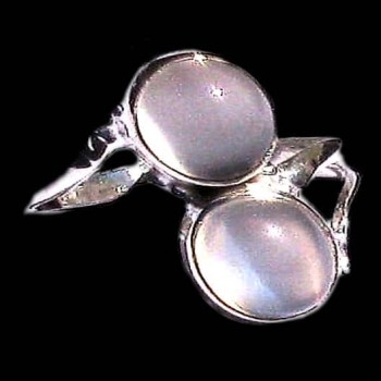 Bague indienne argent et Pierre de Lune - Bijoux indiens