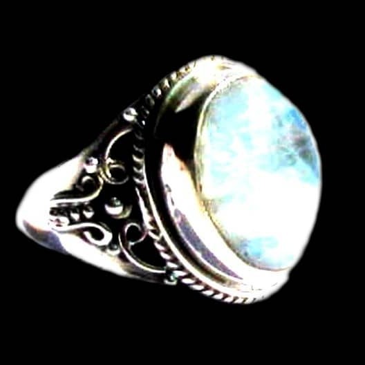 Bague indienne argent et Pierre de Lune - Bijoux indiens