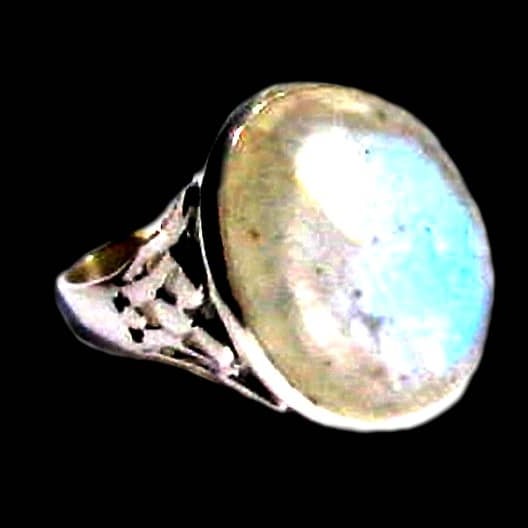 Bague indienne argent et Pierre de Lune - Bijoux indiens