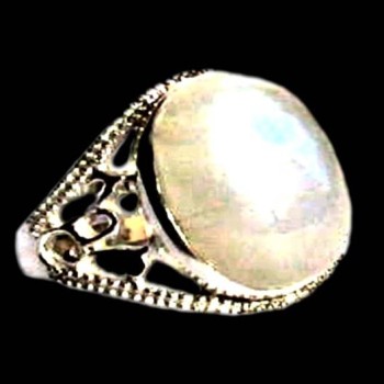 Bague indienne argent et Pierre de Lune - Bijoux indiens