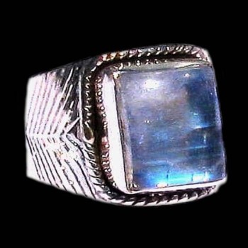Bague indienne argent et Pierre de Lune - Bijoux indiens