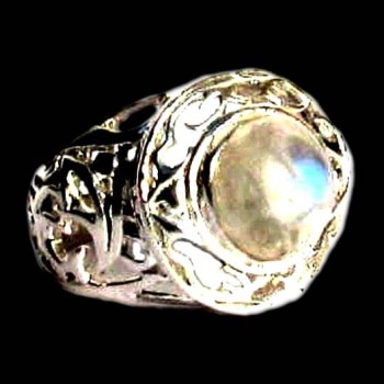 Bague indienne argent et Pierre de Lune - Bijoux indiens