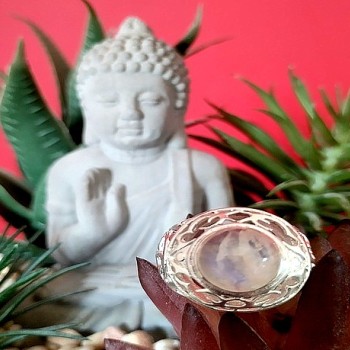 Bague indienne argent et Pierre de Lune - Bijoux indiens