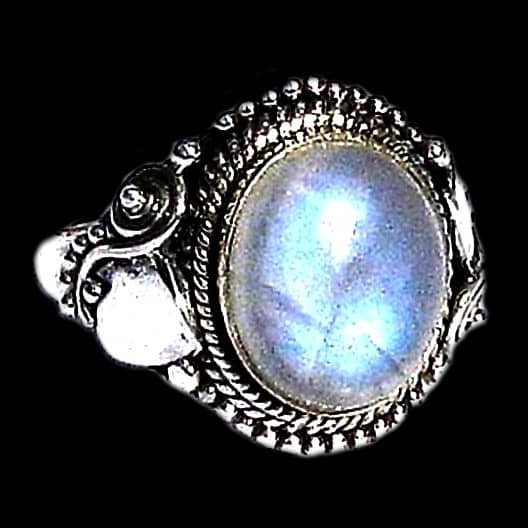 Bague indienne argent et Pierre de Lune - Bijoux indiens