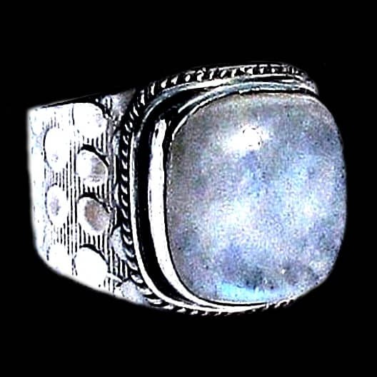 Bague indienne argent et Pierre de Lune - Bijoux indiens 
