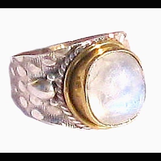 Bague indienne argent et Pierre de Lune - Bijoux indiens