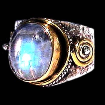 Bague indienne argent et Pierre de Lune - Bijoux indiens