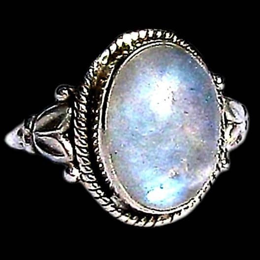 Bague indienne argent et Pierre de Lune - Bijoux indiens