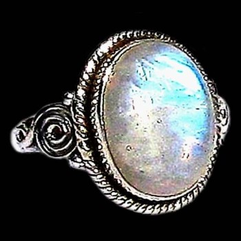 Bague indienne argent et Pierre de Lune - Bijoux indiens
