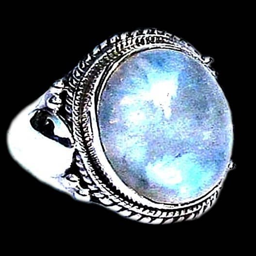 Bague indienne argent et Pierre de Lune - Bijoux indiens